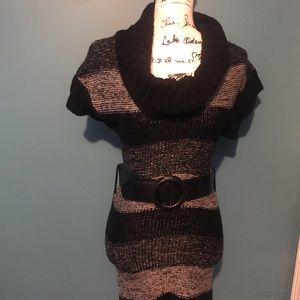 Black and Gray short sleeve Sweater Dress sz S